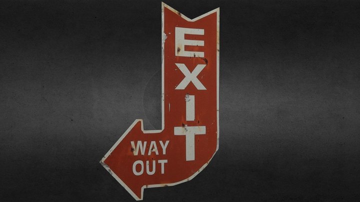 EXIT Arrow Sign - Rusted 3D Model