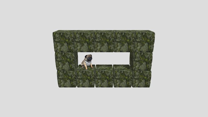 Pug on a wall 3D Model