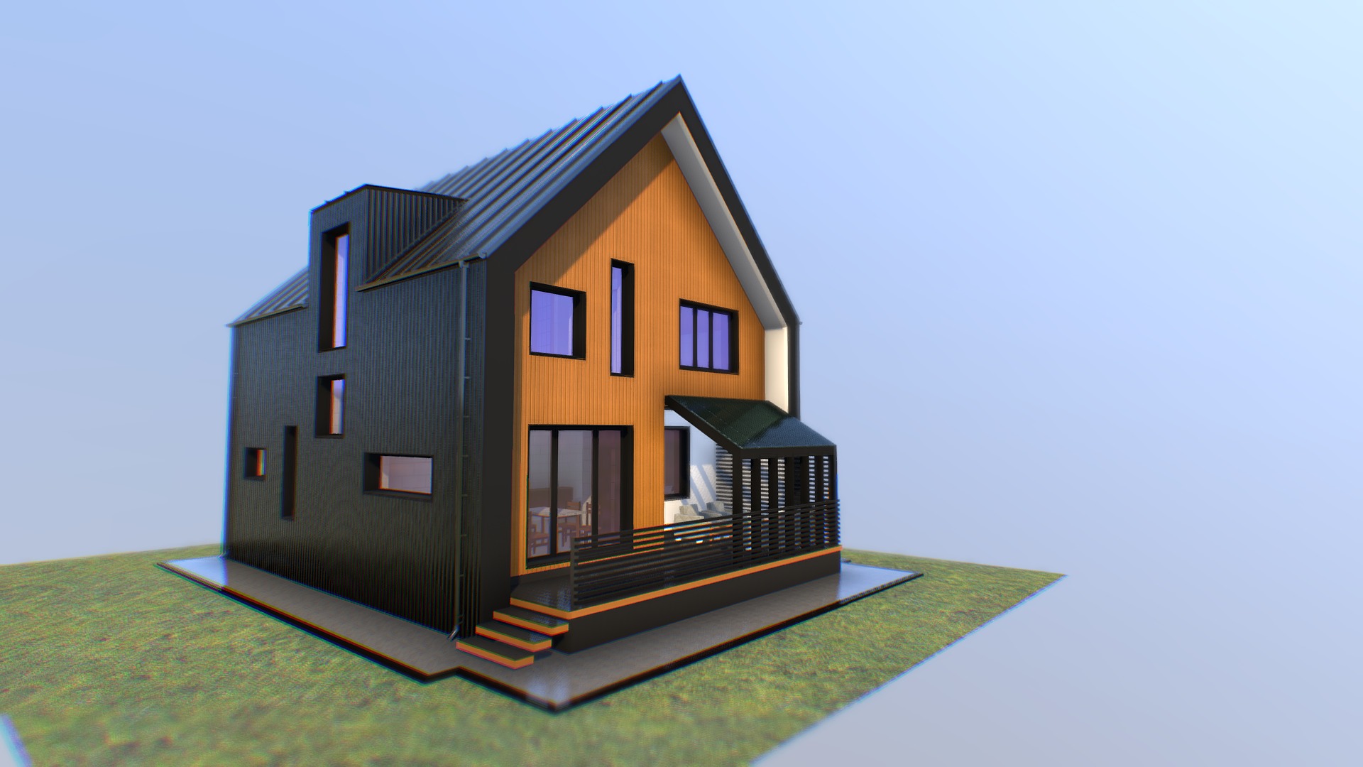 3D model Smart5 1 - This is a 3D model of the Smart5 1. The 3D model is about a house with a grass lawn.
