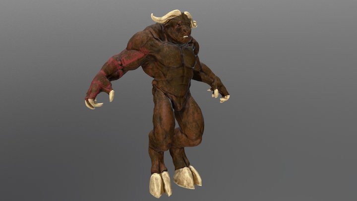 Retopo and Textured Minotaur 3D Model
