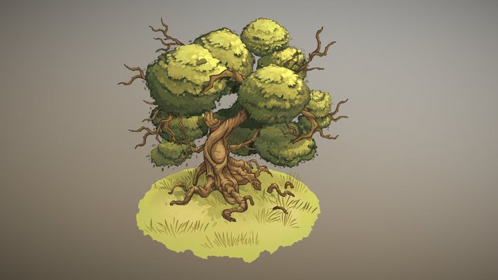 2.5D HANDPAINTED STYLIZED TREE 3D Model