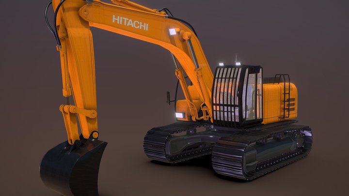 Excavator Digger Vehicle - Clean UVs - Optimized 3D Model