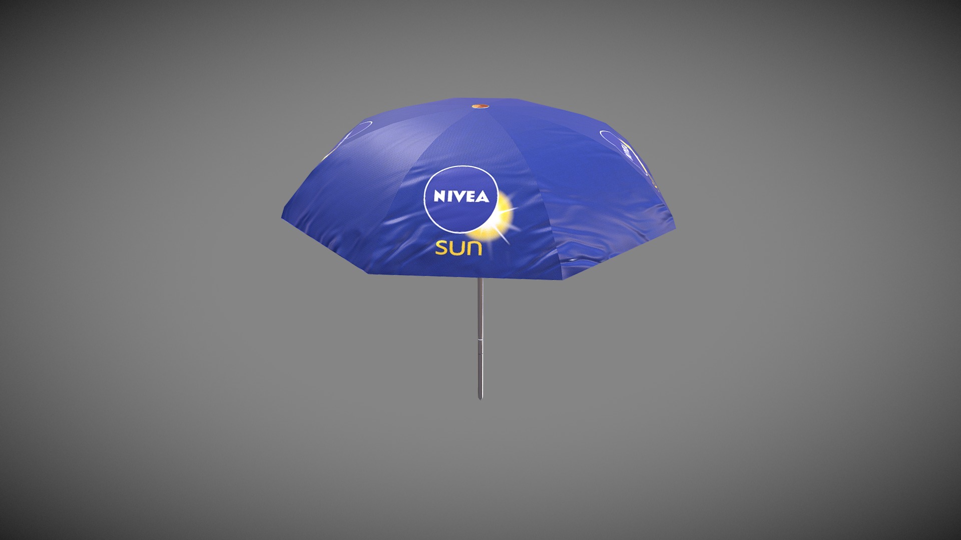 3D model Umbrella - This is a 3D model of the Umbrella. The 3D model is about a blue umbrella with a logo.