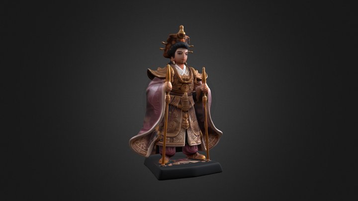 Imperial Warrior King statue with ornate armor 3D Model