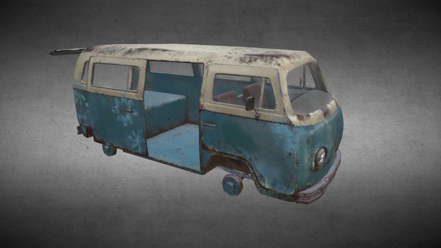 Volkswagen T2 (lowpoly) 3D Model