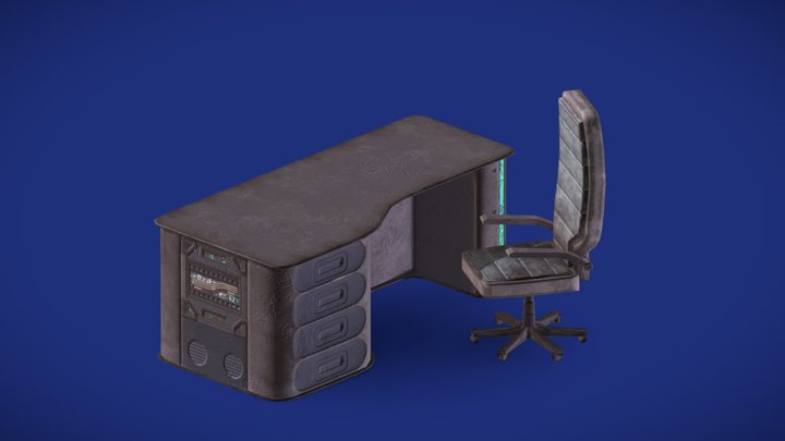 Abandoned Desk and Chair 3D Model