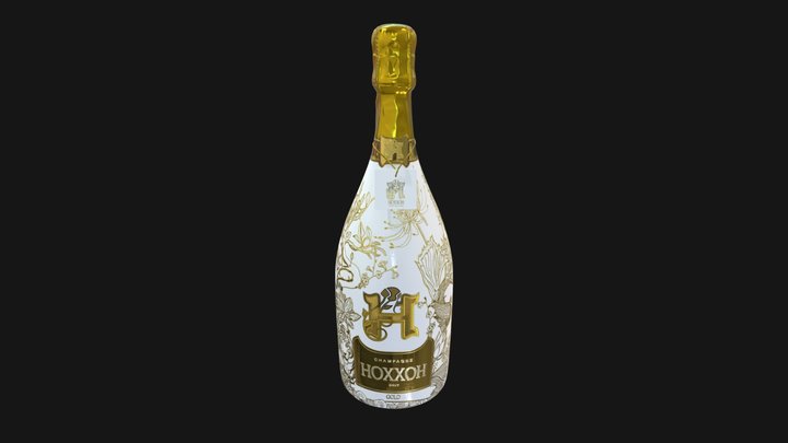 Gold_bottle Champagne 3D Model