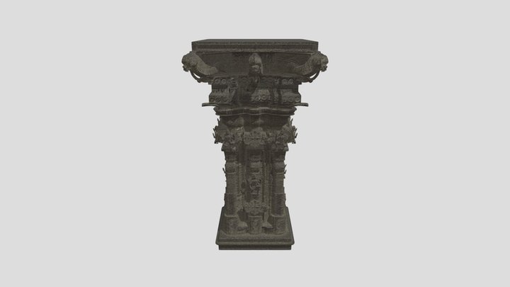 South Indian Ancient Temple Pillar 3D Model