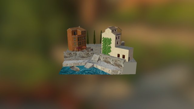 3D Low Poly Italian CityScene 3D Model
