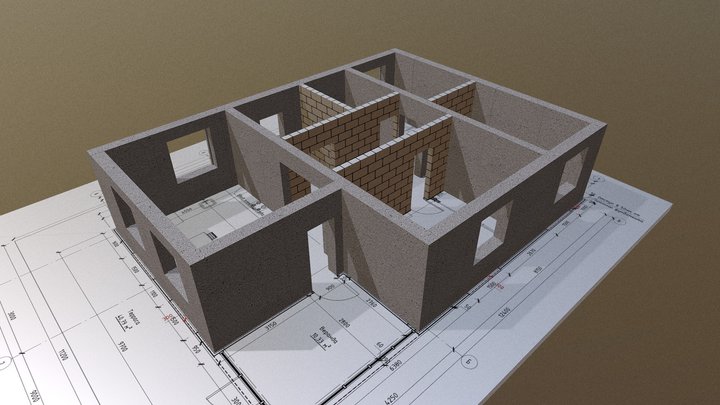 Домокомплект из полистиролбетона 3D Model