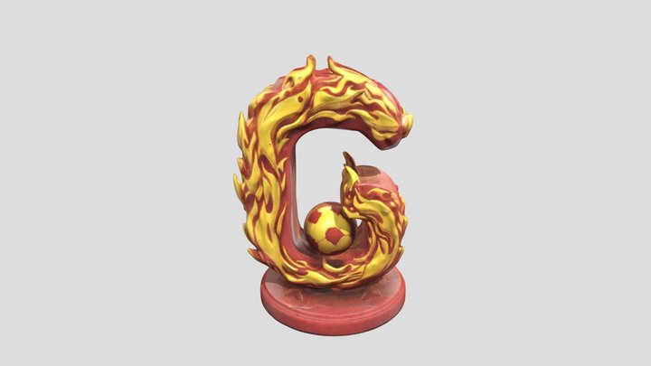 Fiery Soccer Emblem 3D Model