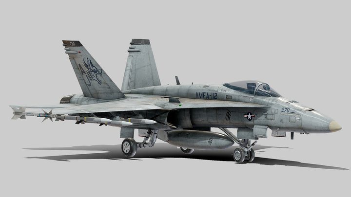F-18 Hornet With Weapons 3D Model