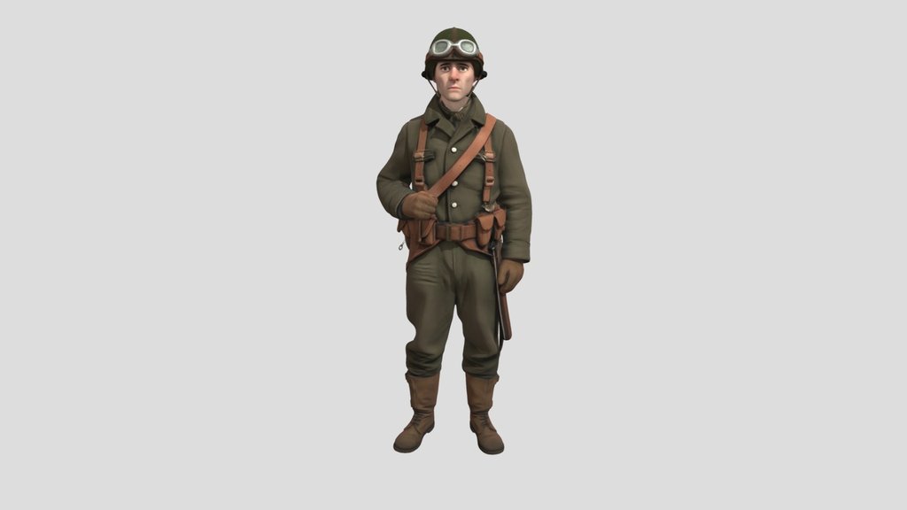 WWII Pilot in Leather Flight Gear