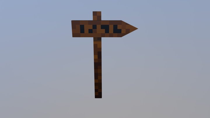 Low Poly Pixel Art Wooden Sign 3D Model
