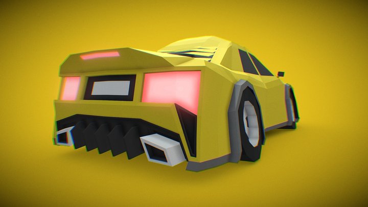 Low-Poly Toon Muscle Car 3D Model