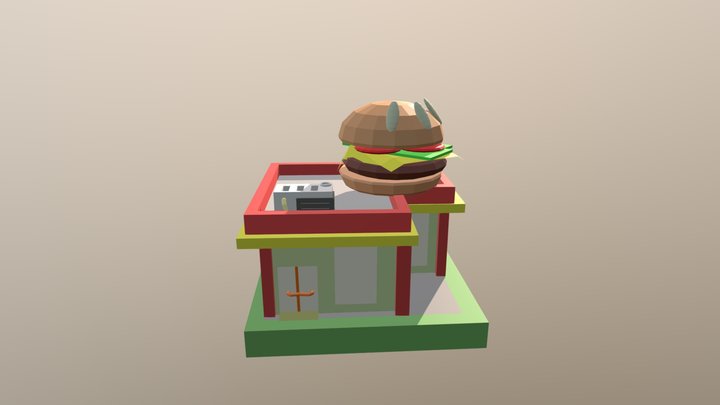 Low Poly Burger Shop 3D Model