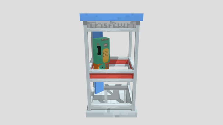 Public phone booth in thai 3D Model