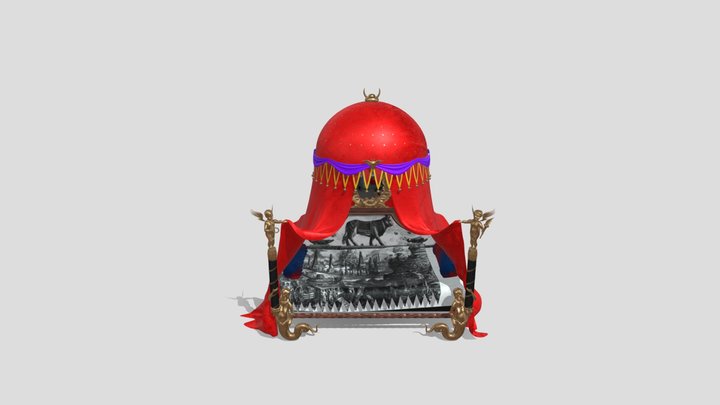 Exotic Gothic bed designed by Lequeu USD 3D Model