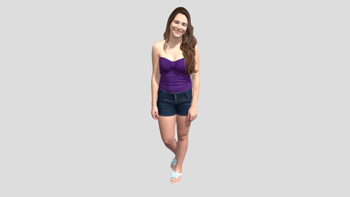 Purple Bandeau Top And Denim Shorts – Modelo 3D gratuito STL