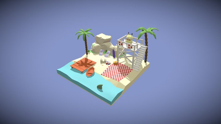 Island and Pikachu 3D Model