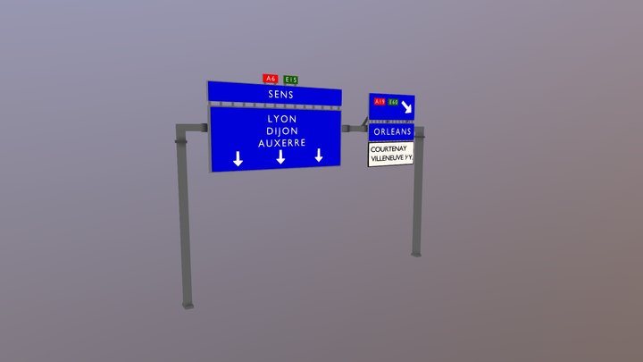 French Highway Sign - VASTIE 3D Model