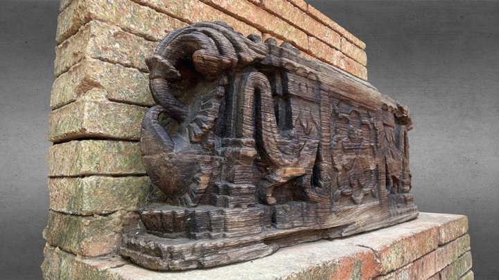 Wood Sculpture on Fireplace 3D Model
