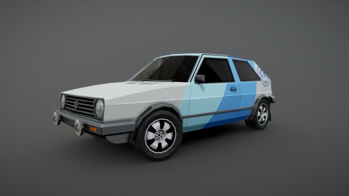 Volkswagen Golf GTI MK2 Low Poly 3D Model