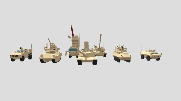 Low Poly Tanks USA Pack 3D Model
