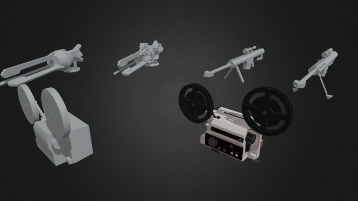 5 HW Rifle, Cannon And Projector 3D Model