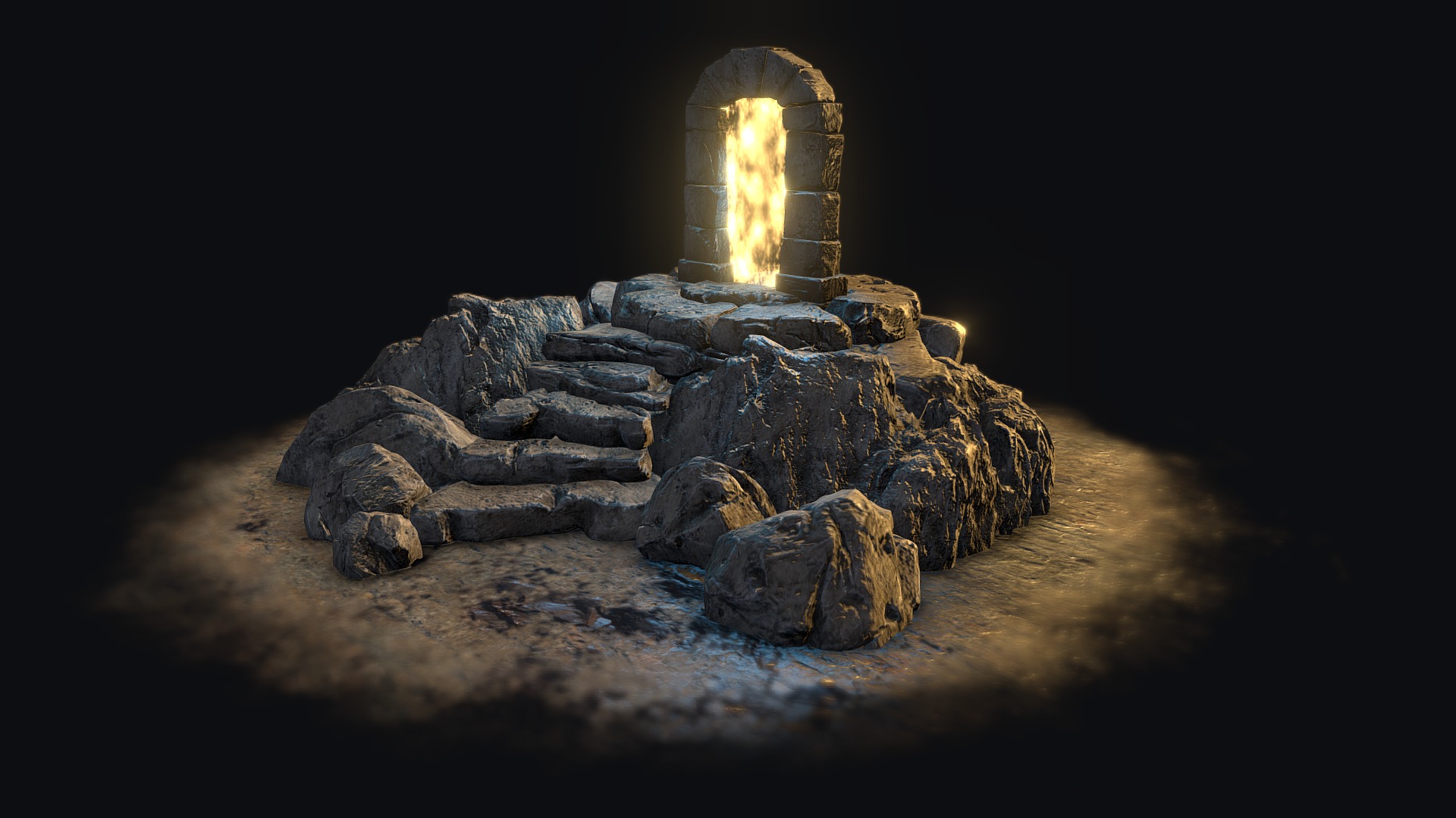 3D model Mystic arch - This is a 3D model of the Mystic arch. The 3D model is about a stack of rocks with a light in the background.