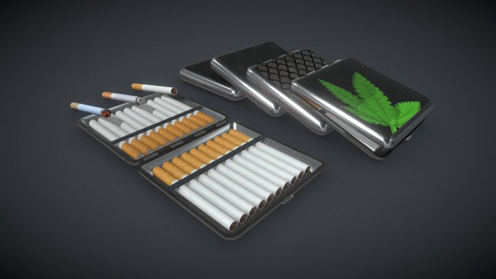 Cigarette Cases with different patterns 3D Model