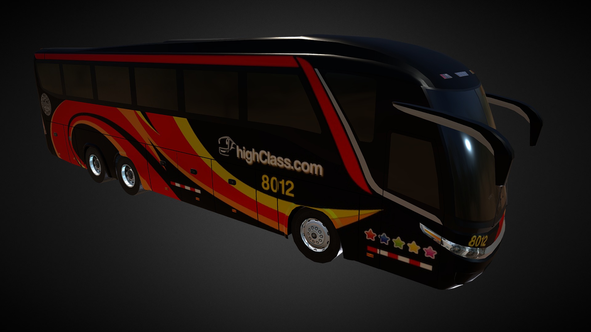3D model Highway Bus - This is a 3D model of the Highway Bus. The 3D model is about a red and black bus.