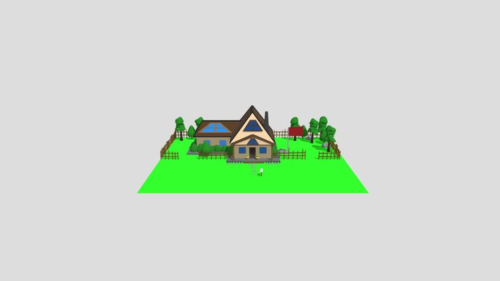 Simple House with backyard 3D Model