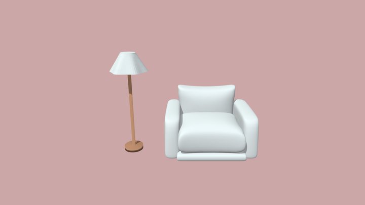 A Moderrn Armchair and Lamp 3D Model