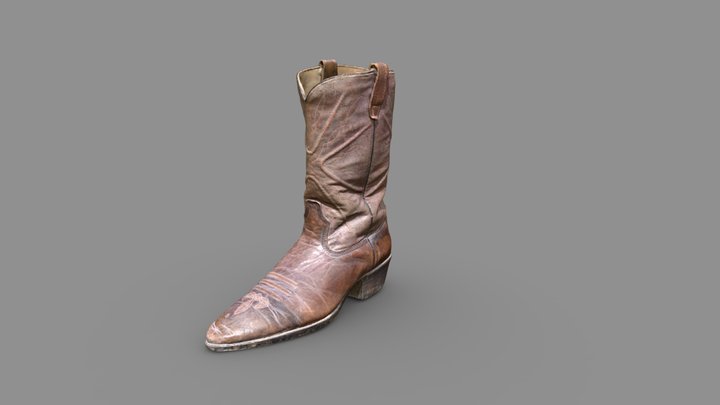 Old Cowboy Boot 3D Model
