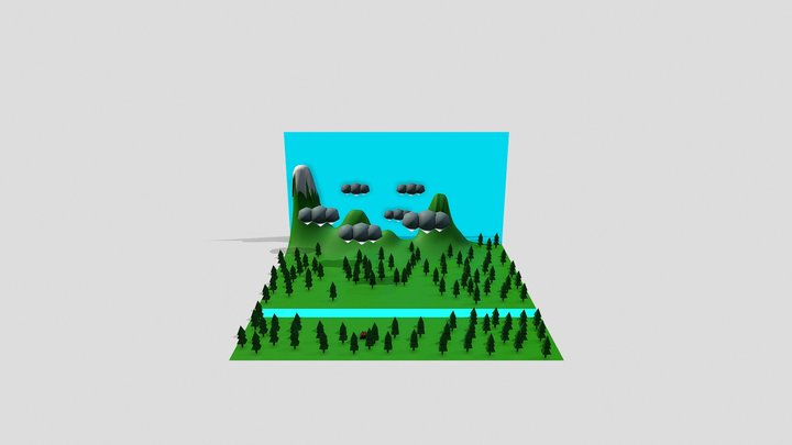 Лес и речка 3D Model