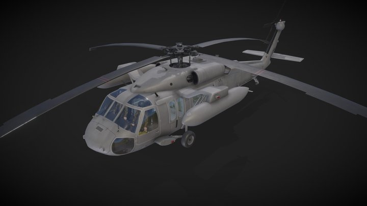 UH-60 Grey Complex Animation 3D Model