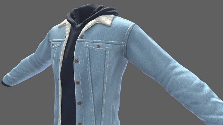 Denim Jacket and Sweater Pullover 3D Model