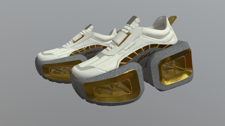 Isdkv "RAN" shoes baked remeshed 3D Model