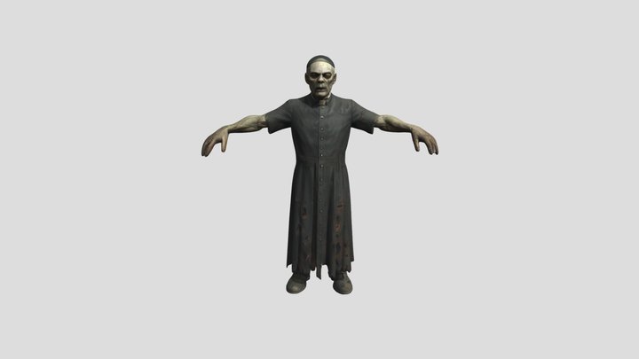 Dead Priest Zombie A-Pose 3D Model