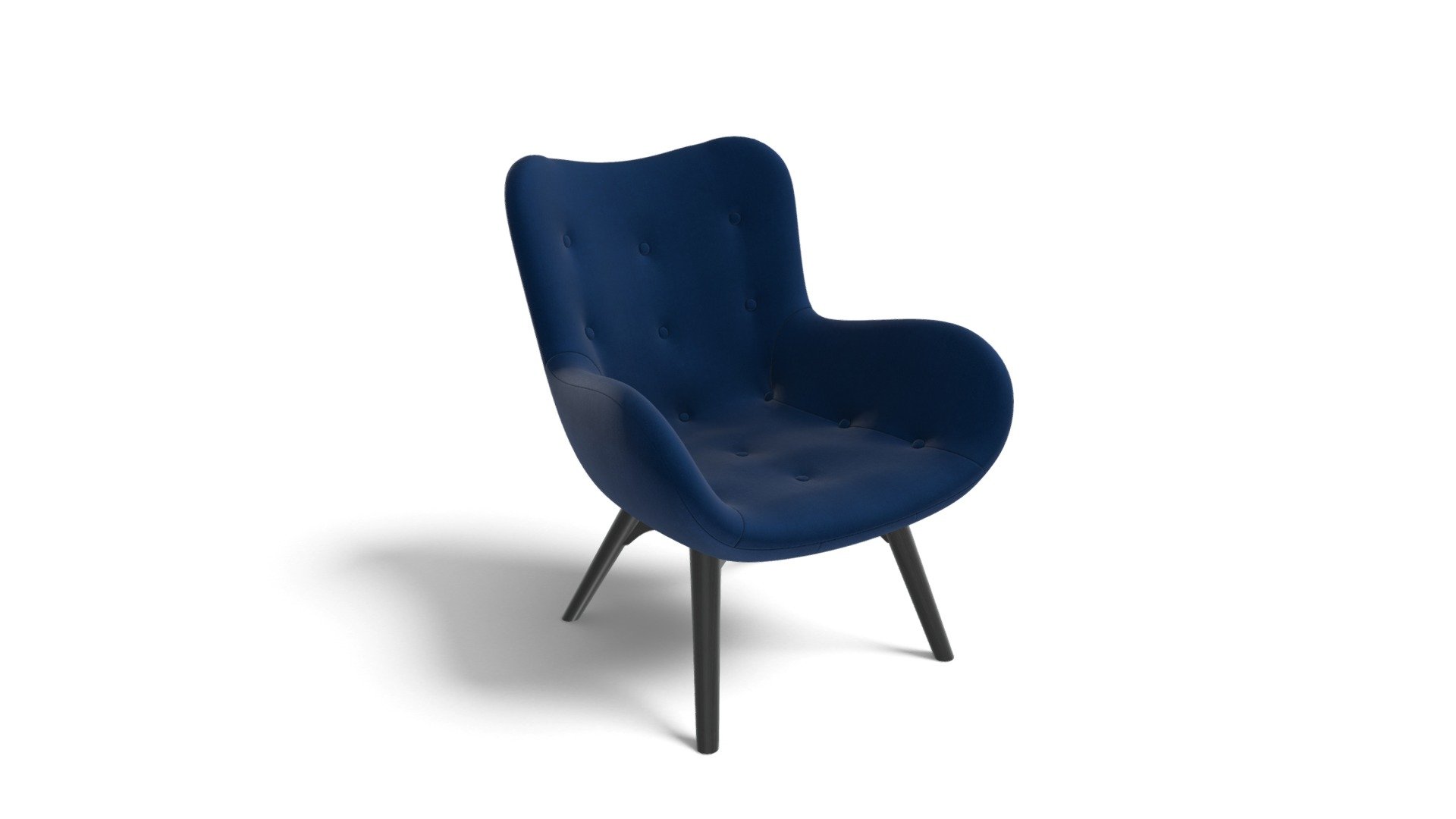 Doris Armchair,Blue Velvet with Black Wood Leg