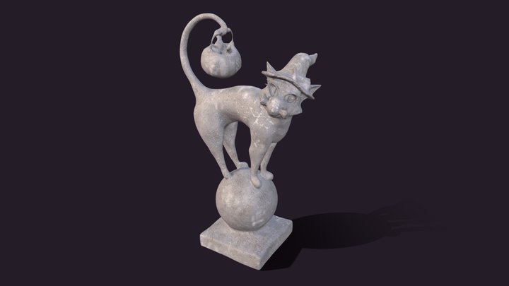 Halloween Cat Gargloyle 3D Model