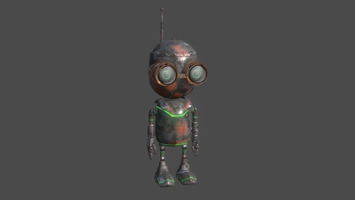 Rigged Baby Robot Dark 3D Model