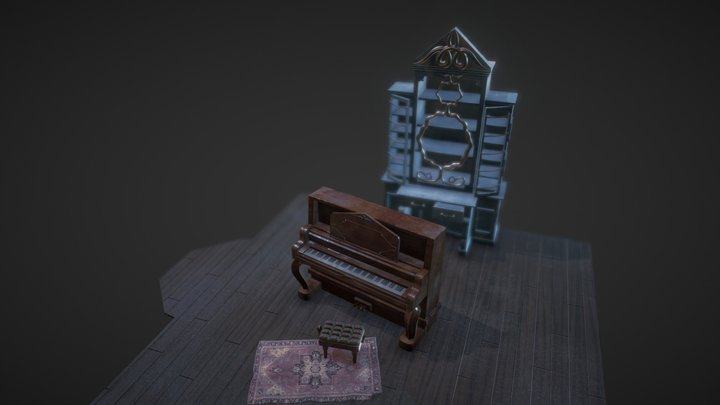 Antique Piano & Shelf Sets (PORTFOLIO) 3D Model