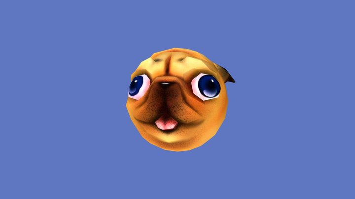 Pug dog Ball low poly 3D Model
