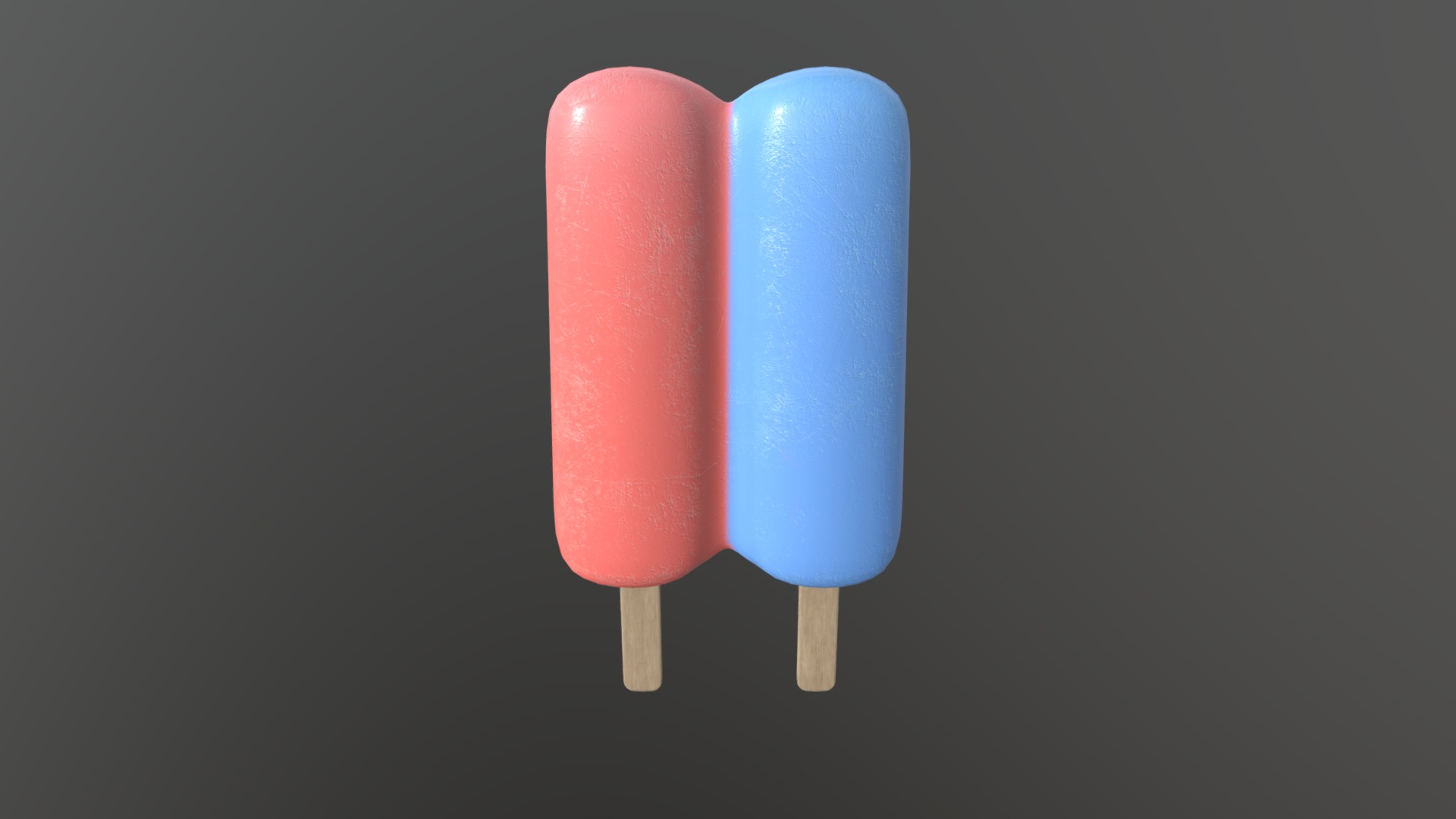 3D model Ice cream on stick - This is a 3D model of the Ice cream on stick. The 3D model is about a pair of lollipops.