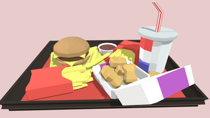 Low Poly McDonalds Meal 3D Model