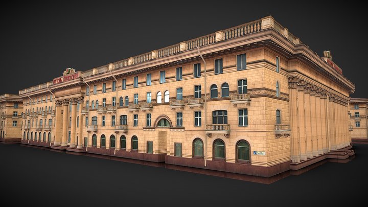 Soviet Hotel 5 Buildings 3D Model