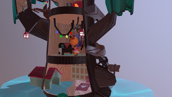Basic Tree House Diorama 3D Model