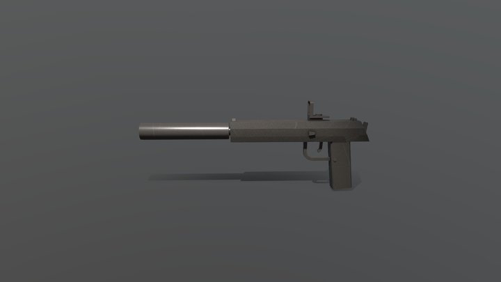 Low Poly Pistol 3D Model